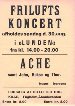 Flyer: ACHE på Lunden, Horsens, 30. august 1970