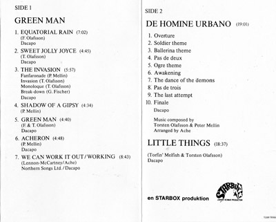 De Homine Urbano/Green Man MC, albums rereleased in 1976 - track list